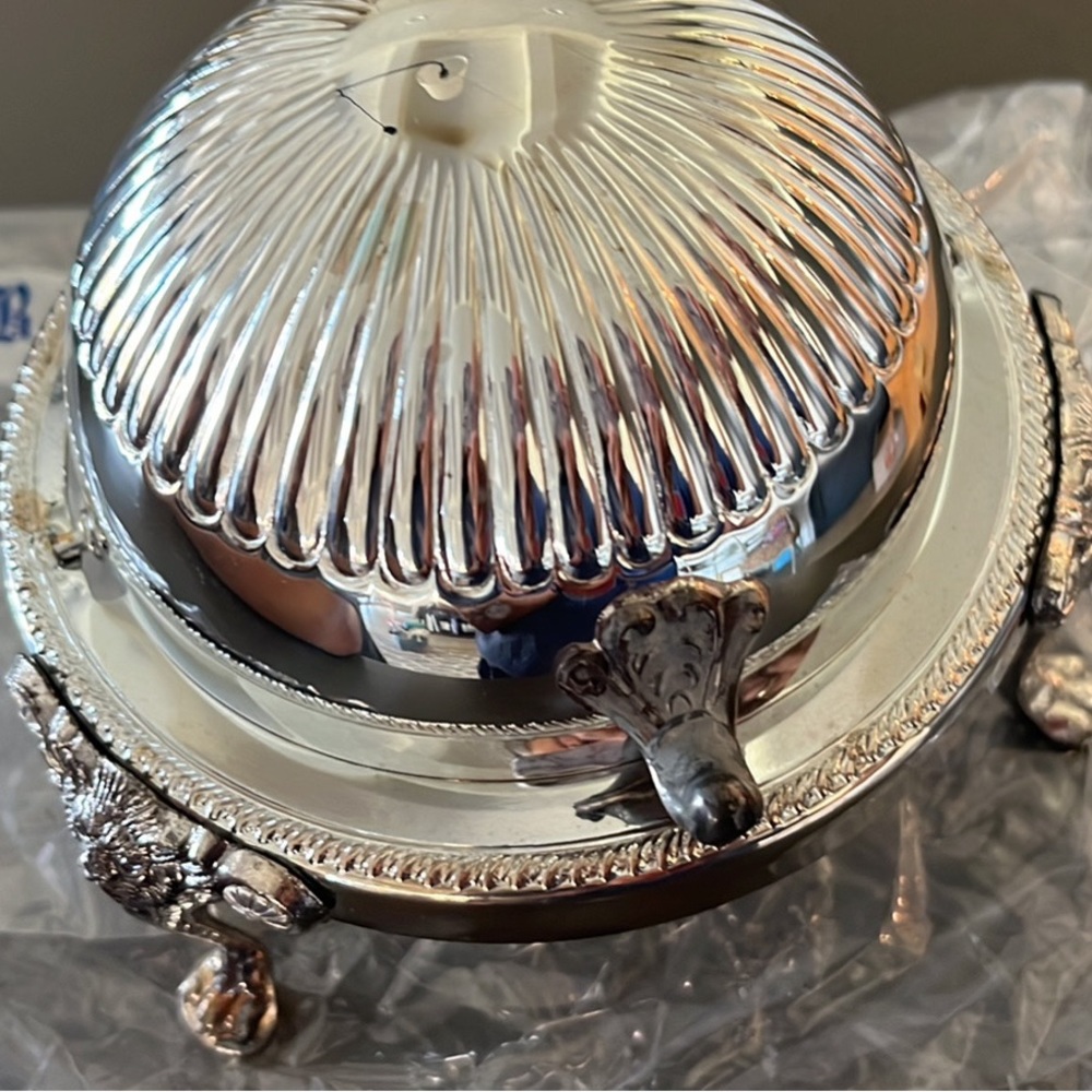 Vintage silver roll top candy dish